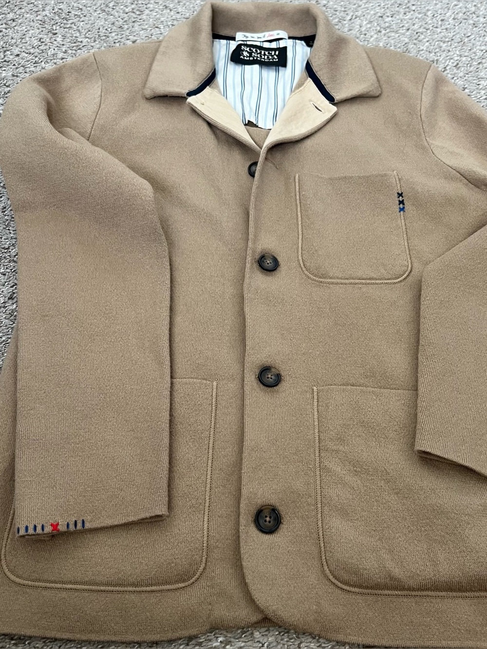 Scotch & Soda Men's Wool Blnd Light Brown Button-Up Cardigan Size Small - Picture 2 of 12